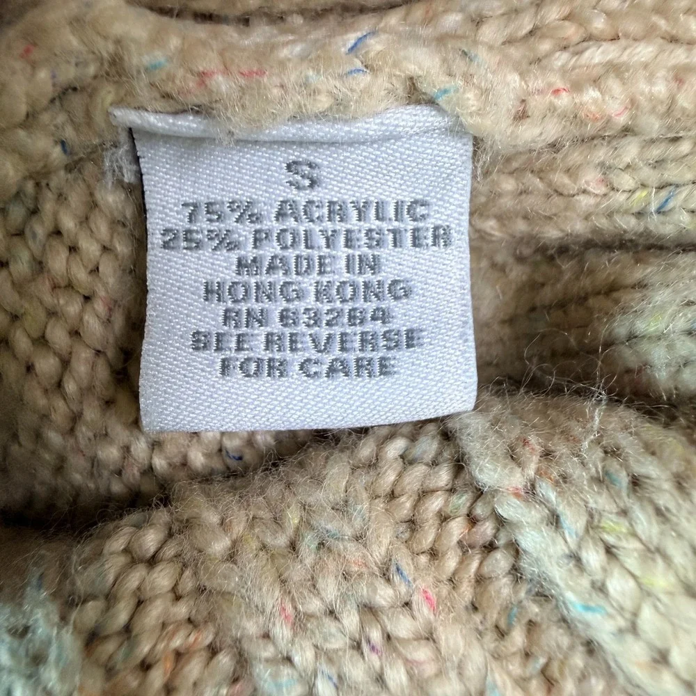 Dressbarn Cardigan Sweater Womens Small‎ Beige Cable Knit Floral Outdoor Winter